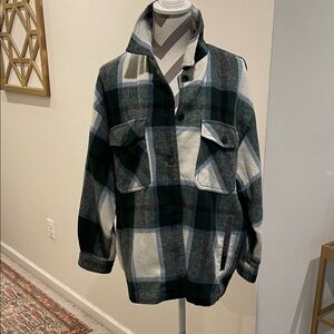 Zara Plaid Button-Up Jacket